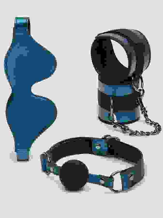 Bondage Boutique Metallic Fantasy Bondage Kit (3 Piece), Blue, hi-res